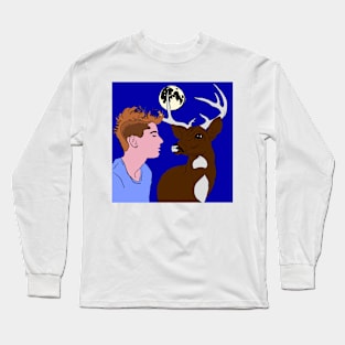 Deer man at full moon Long Sleeve T-Shirt